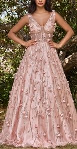 COPY - Rose gold glitter flower pattern formal evening ball gown
